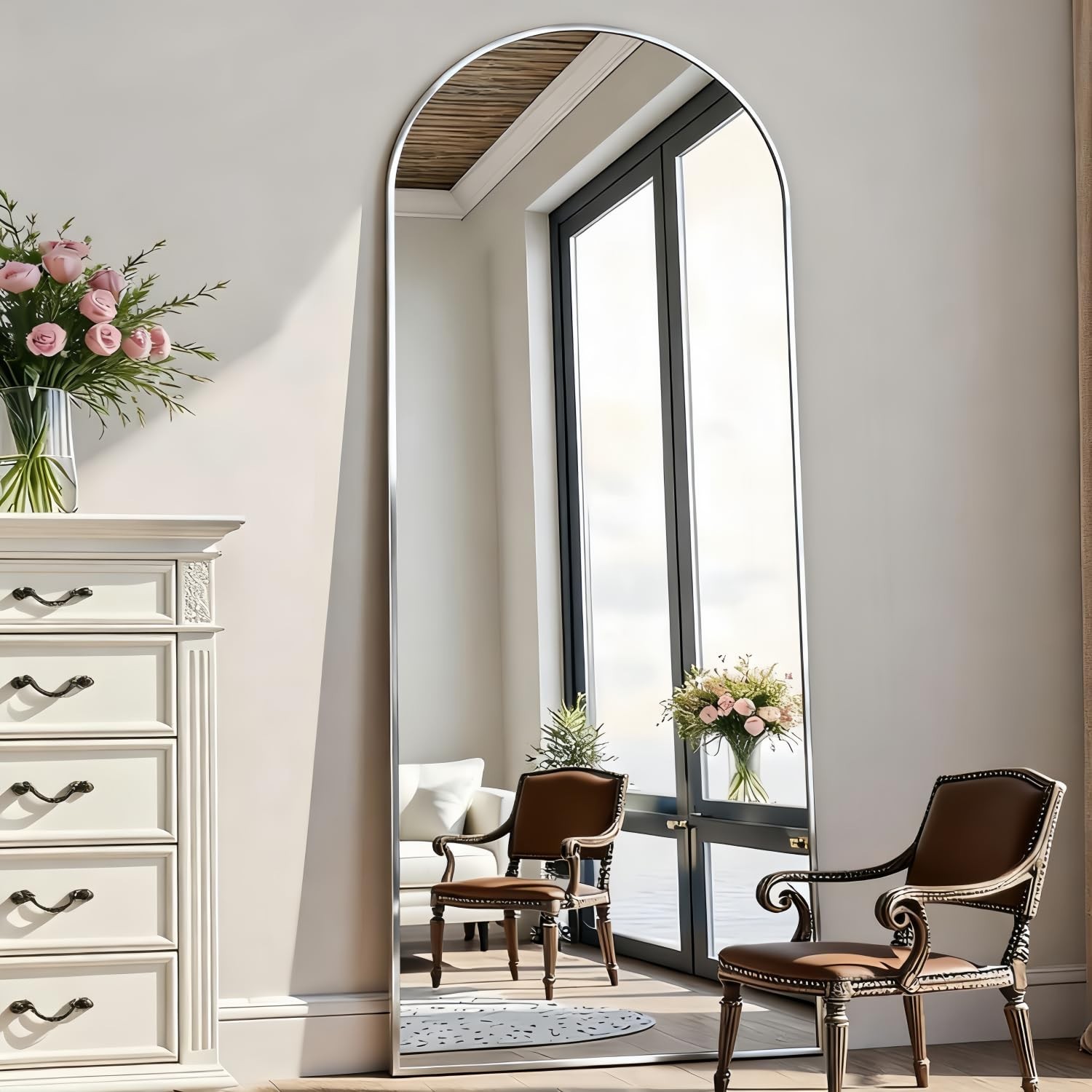 Rowjut Floor Mirror Arched Full Length Mirrors, Mirror Full Length Standing H...