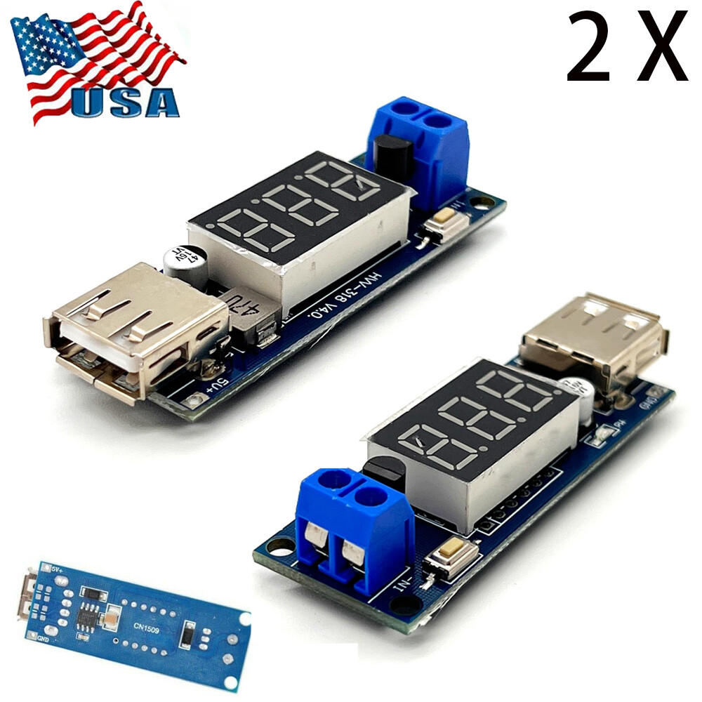 2 in1 4.5-40V DC 5V 2A USB Charger DC-DC Step-Down Converter Voltmeter Module 2X