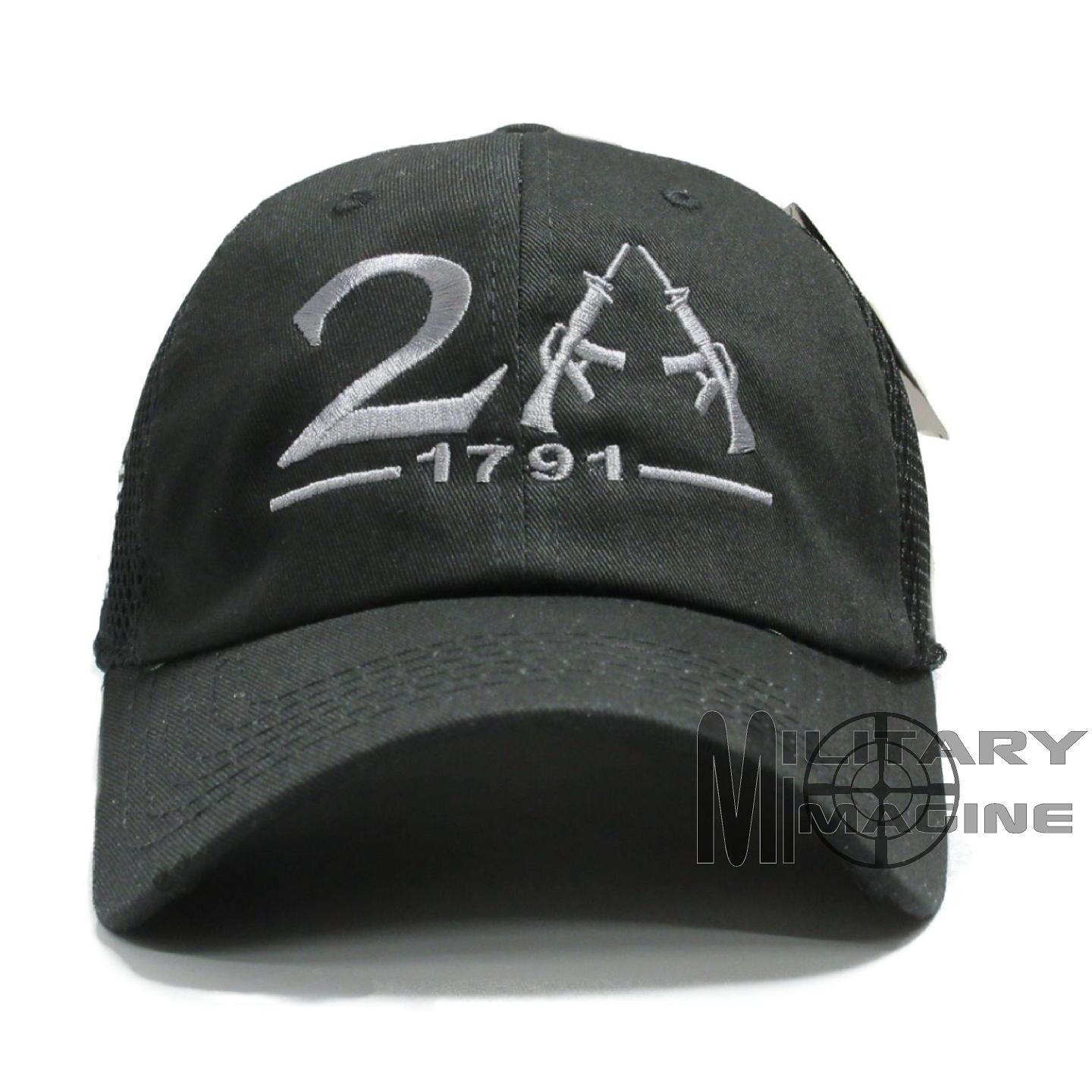 2nd Amendment 1791 American Flag 2A Hat Black Micro Mesh Tactical Cap