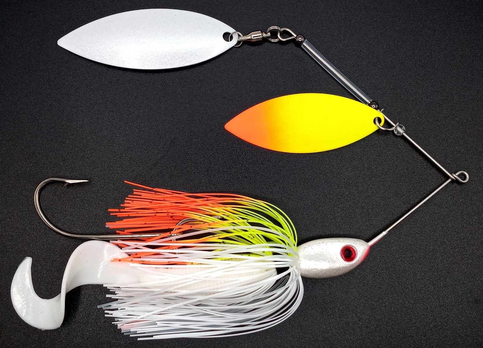 Custom Magnum Spinnerbait ~ Cole Slaw w/5" Grub Trailer ~ 1 oz Double Willow