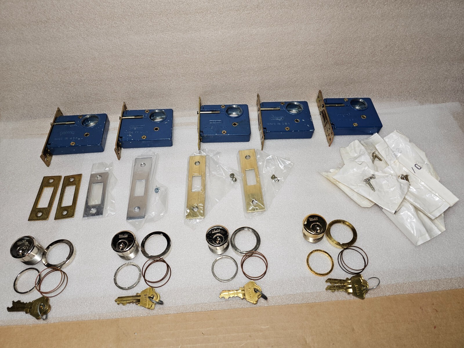 Lot of Marks USA Mortise Lock Deadbolt Double Sided, Cylinders & Keys. No Return