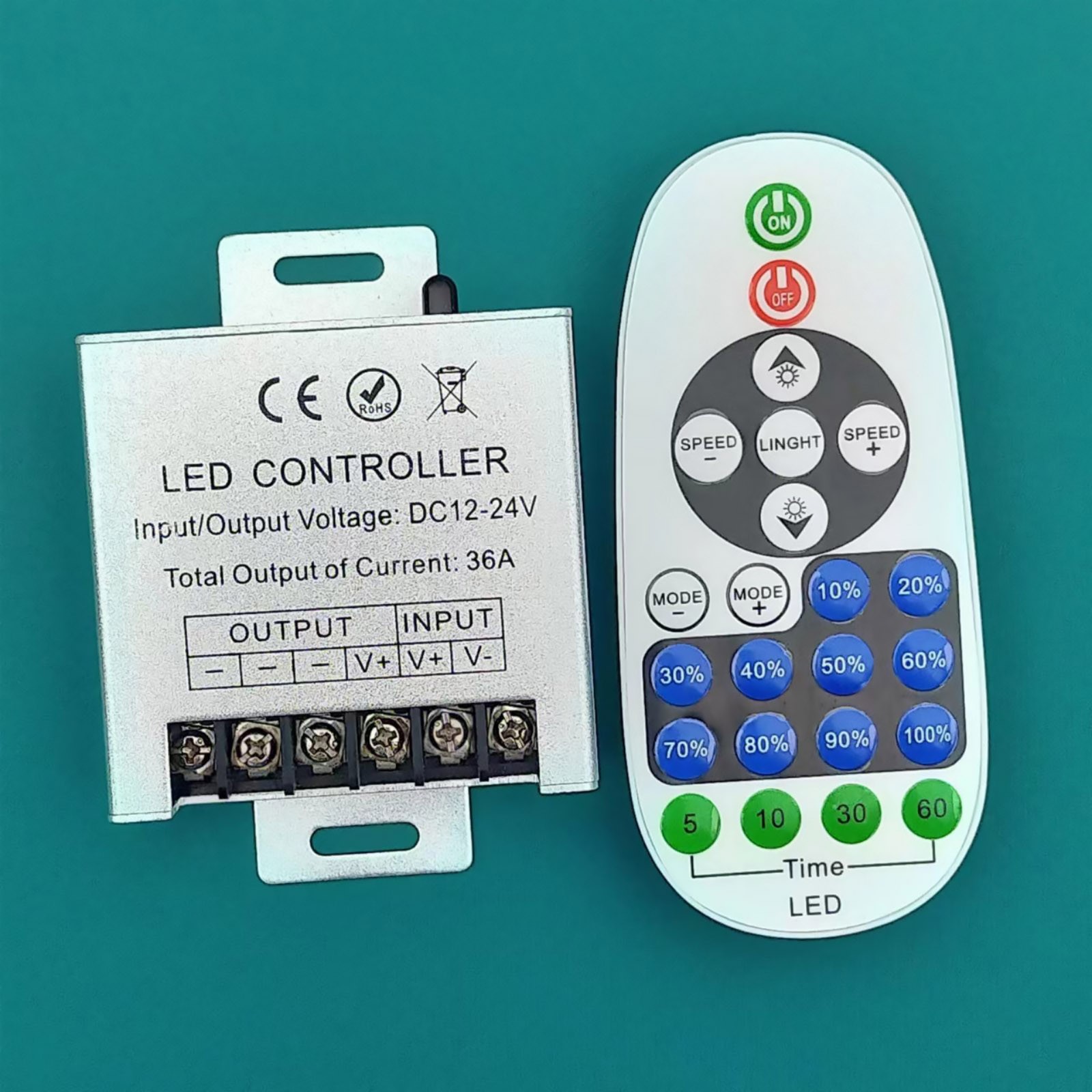 Remote Controller 12V IR 23Keys 36A 360W 24V Light Dimmer Wireless DC LED//