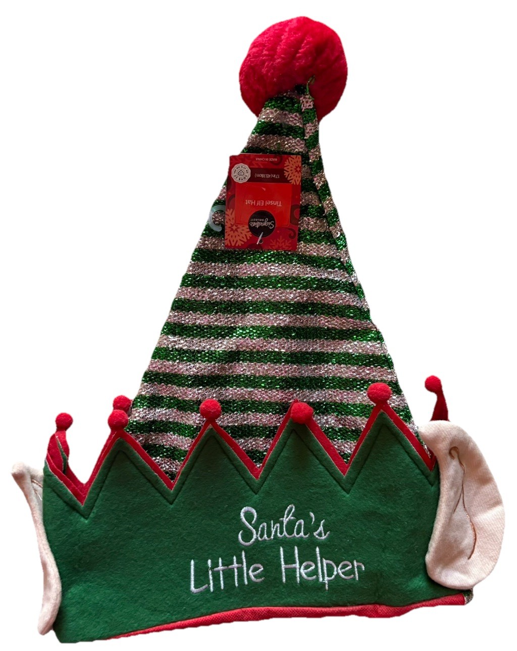 Santa’s Little Helper Elf Hat With Ears NWT