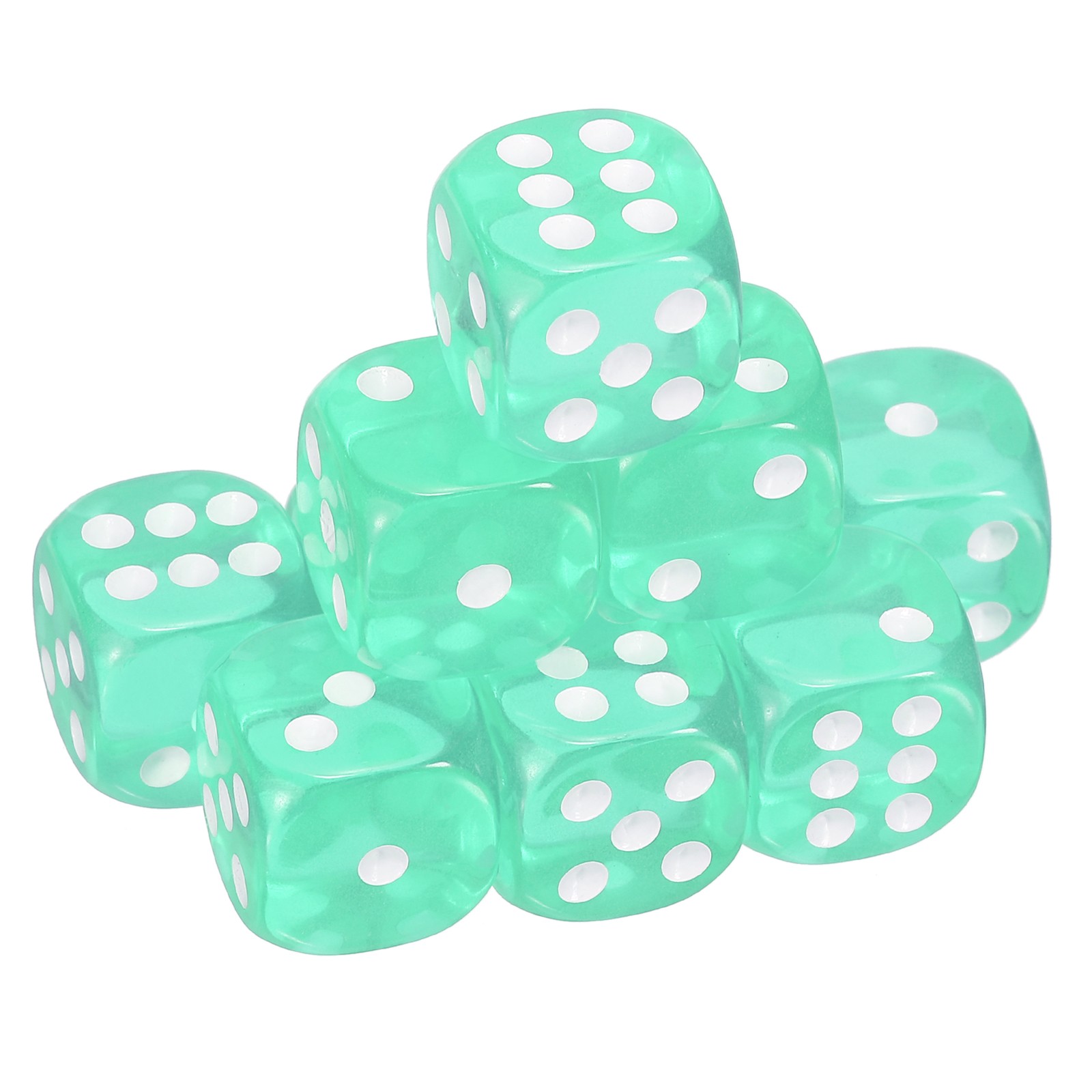 10Pcs 6 Sided Acrylic Dice 14mm/0.55" Rounded Corner Dice Light Green