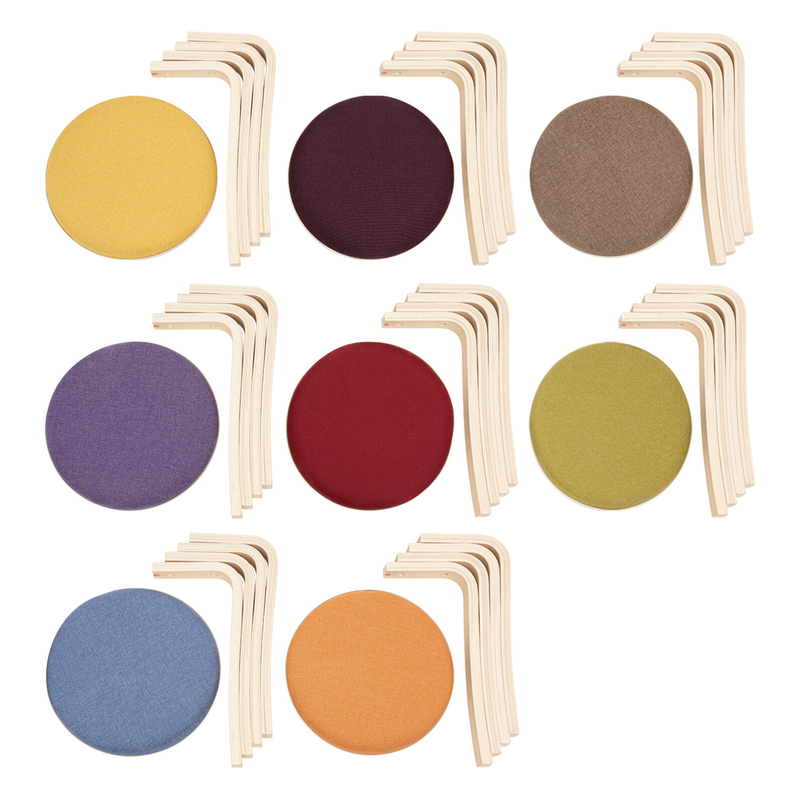 Stackable Stools, Stackable Round Stools, Set of 8 Stacking Wooden Stools NEW