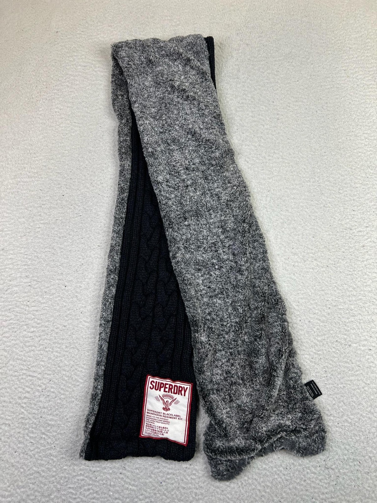 Superdry Blacklabel Scarf Mens One Size Cable Knit Faux Fur Snood Neck Warmer