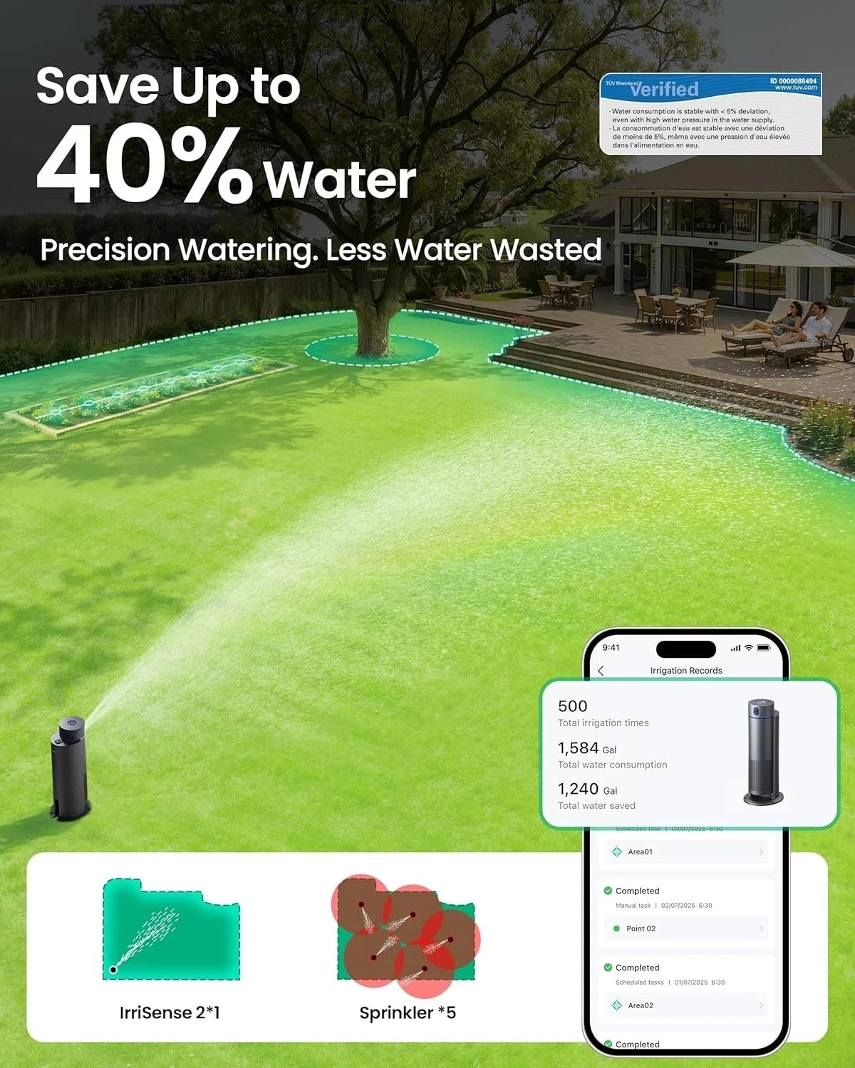 Aiper IrriSense 1 Smart Sprinkler Irrigation System App Scheduling Rain Sensor