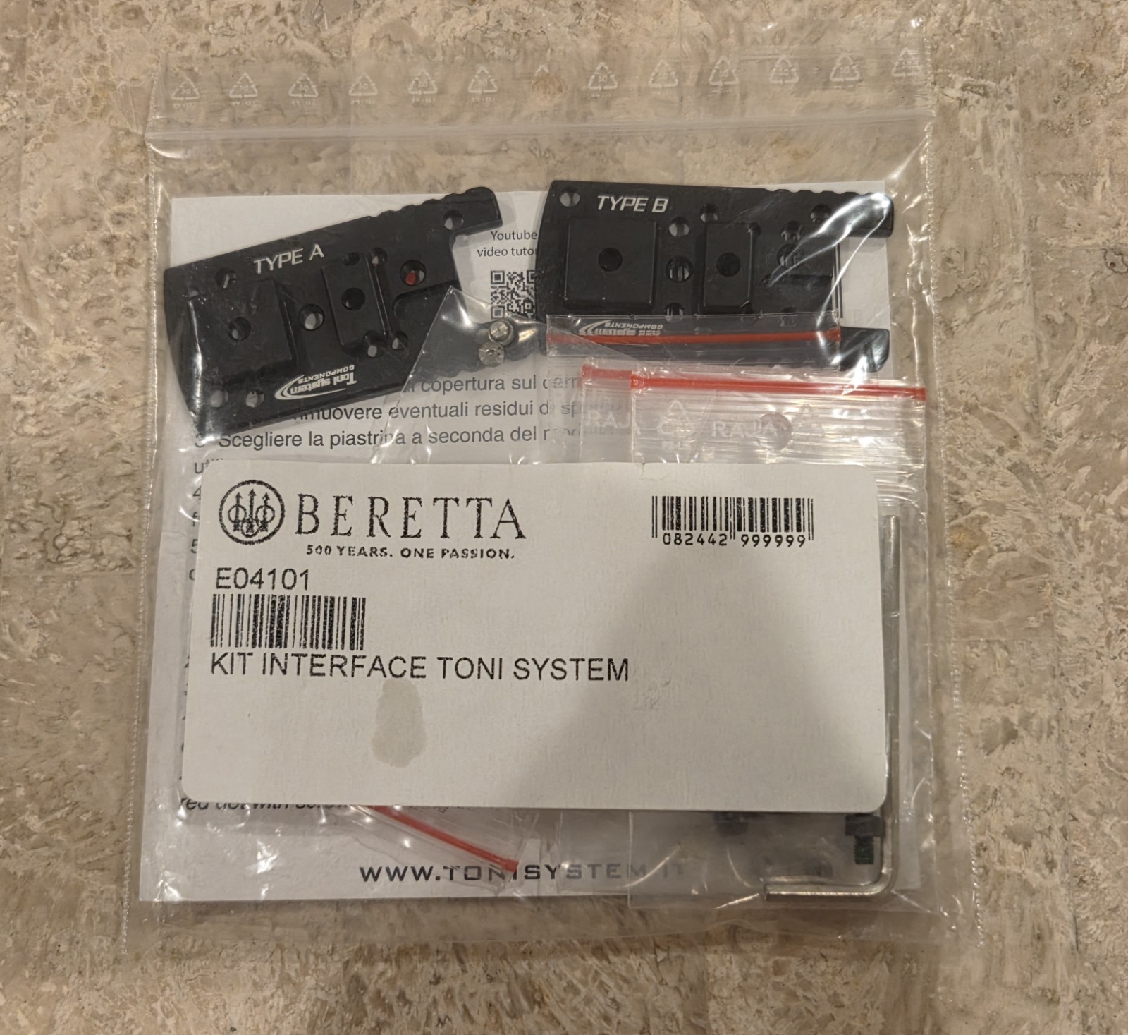 Toni System Beretta 92 Series Red Dot Optic Interface Kit Mount Plate