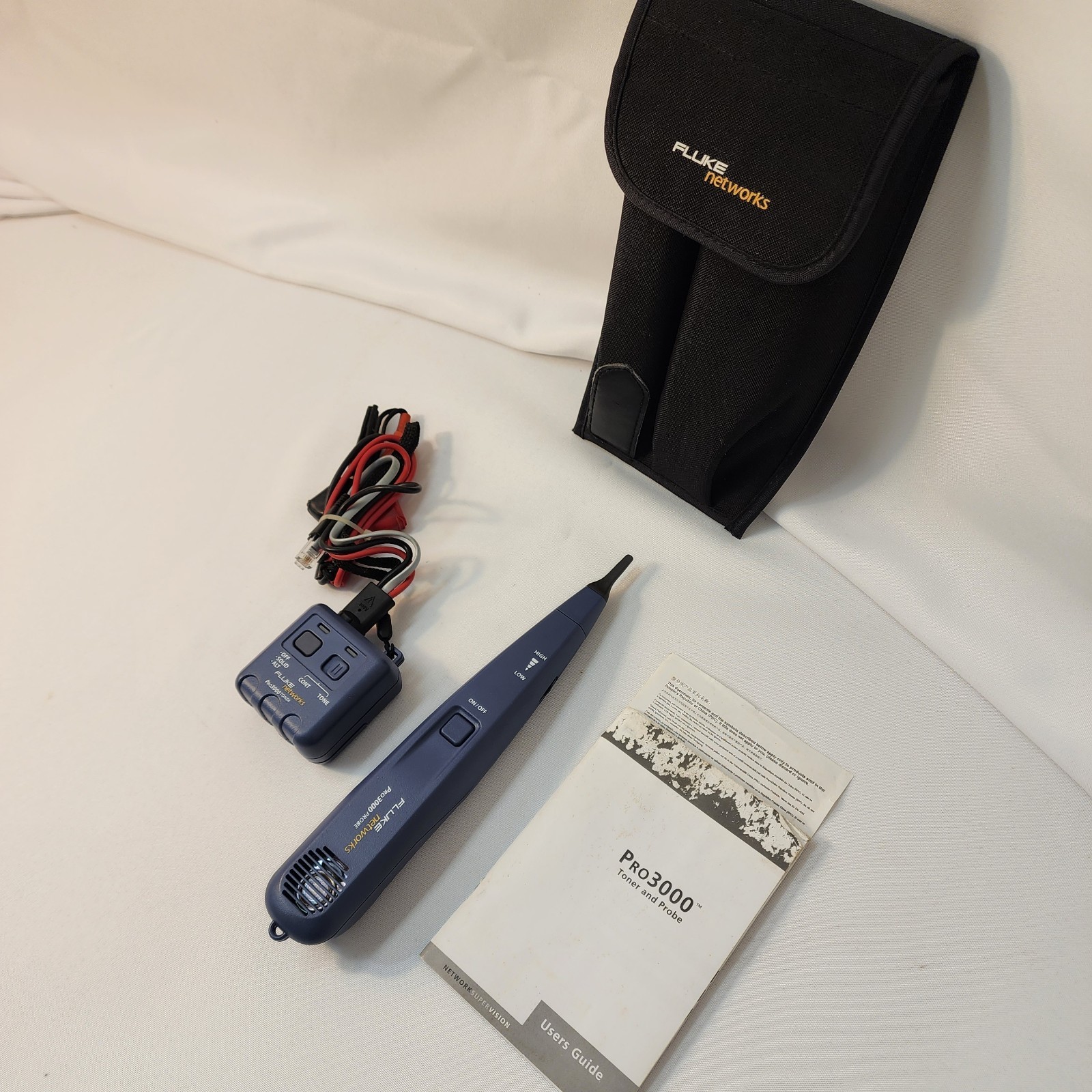 Fluke Networks PRO 3000 Toner and Probe Kit w/ Case "TESTED WORKING"
