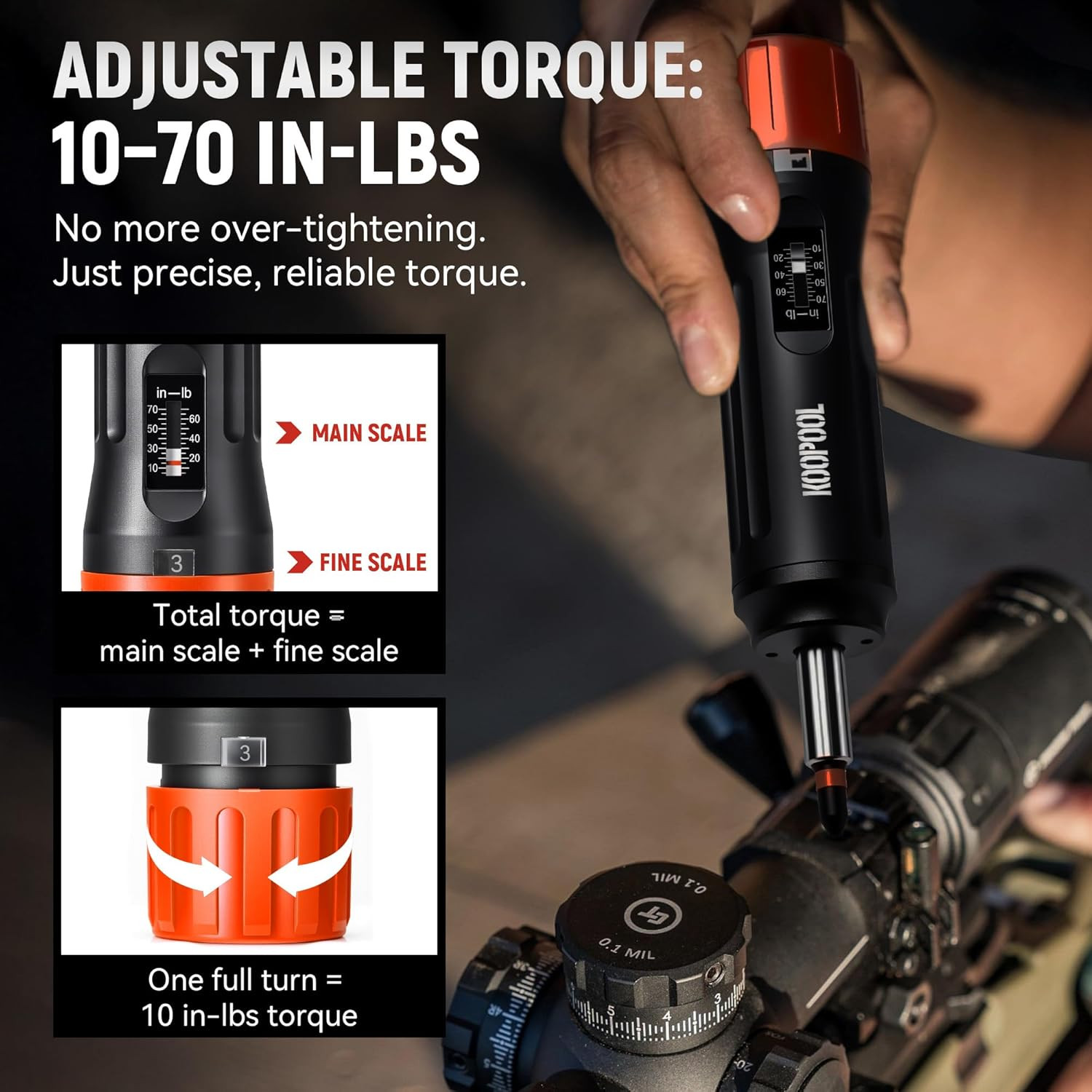 46-Piece Adjustable Torque Screwdriver Set with Bits and Nut Drivers, Orange