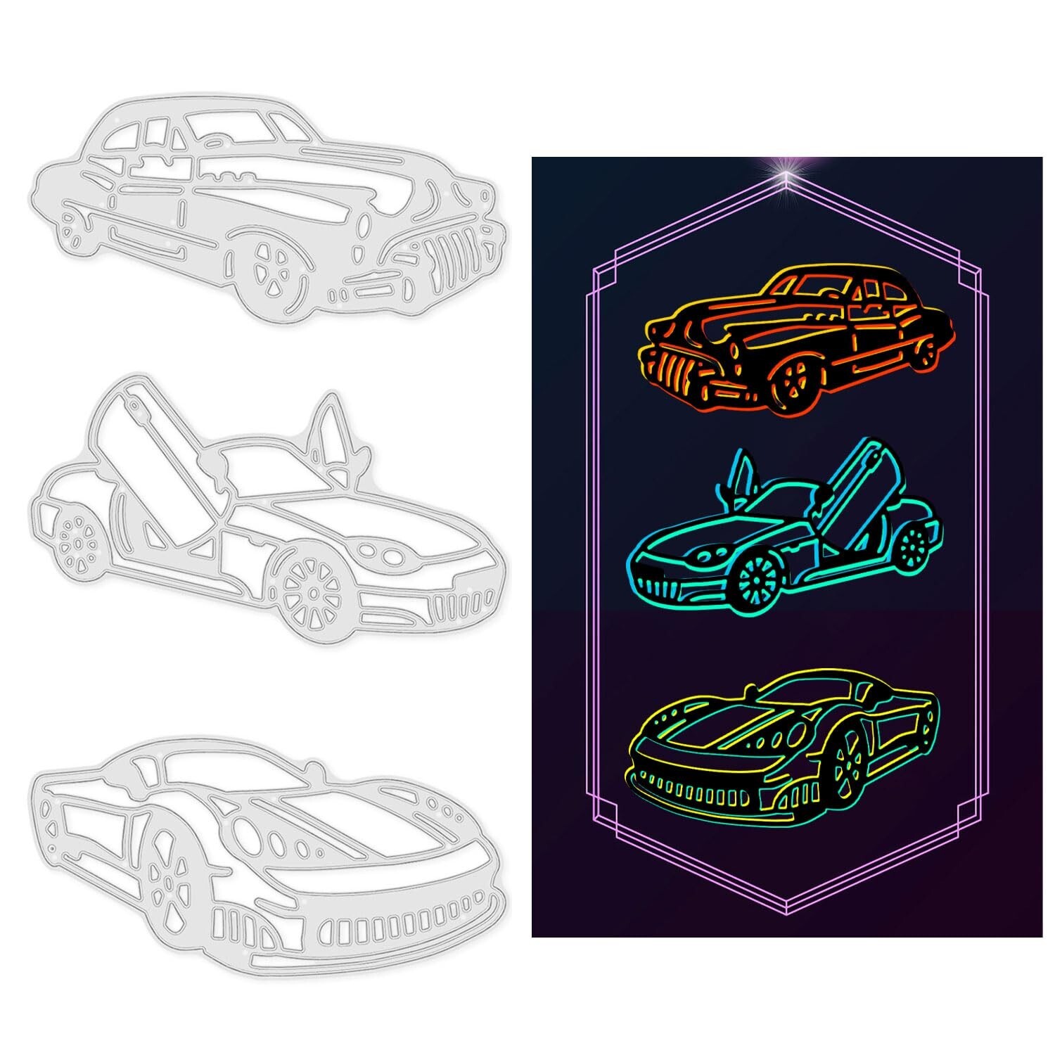 GLOBLELAND Racing Cars Cutting Dies Roadster Cutting Dies Stencils for DIY Sc...