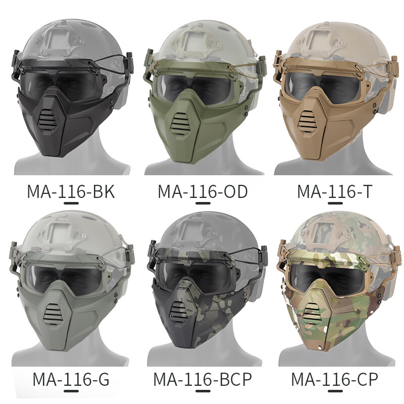 Tactical Split type Half Face Mask & Safety Goggle Lens For helmet  (No Helmet)