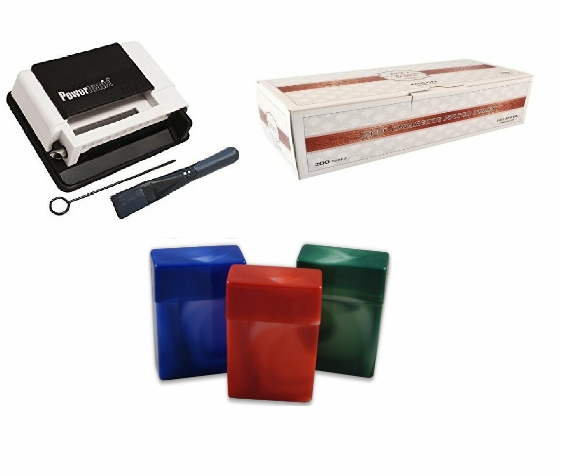 Powermatic Mini White Cigarette Injector Machine + FREE Zico Tube,3 pk Fess Ciga