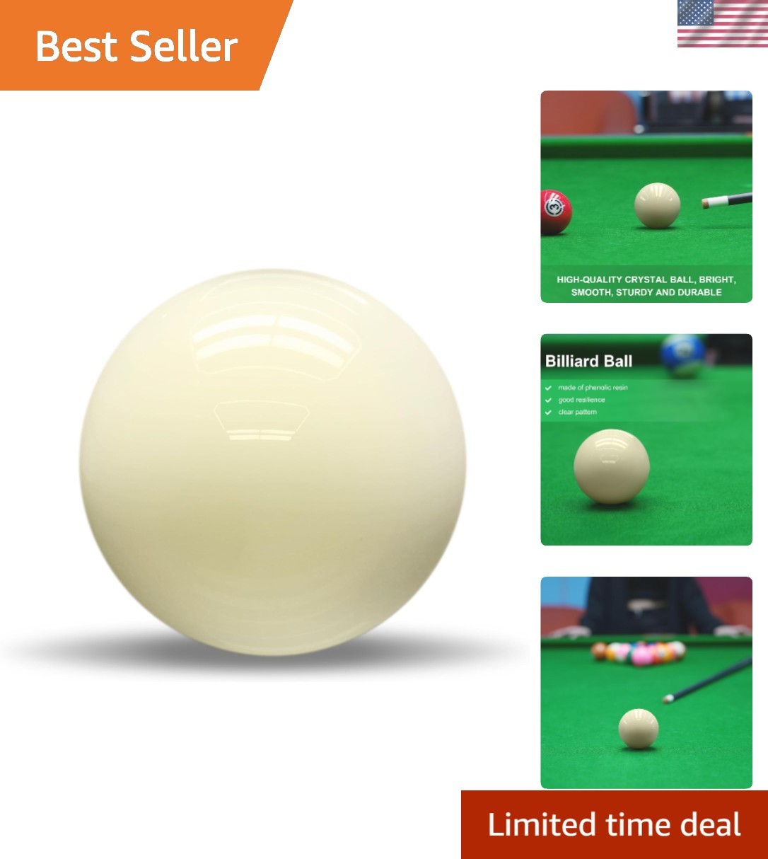 Professional 2 1/4" AAAA-Grade Billiards Cue Ball - Durable Resin Quality