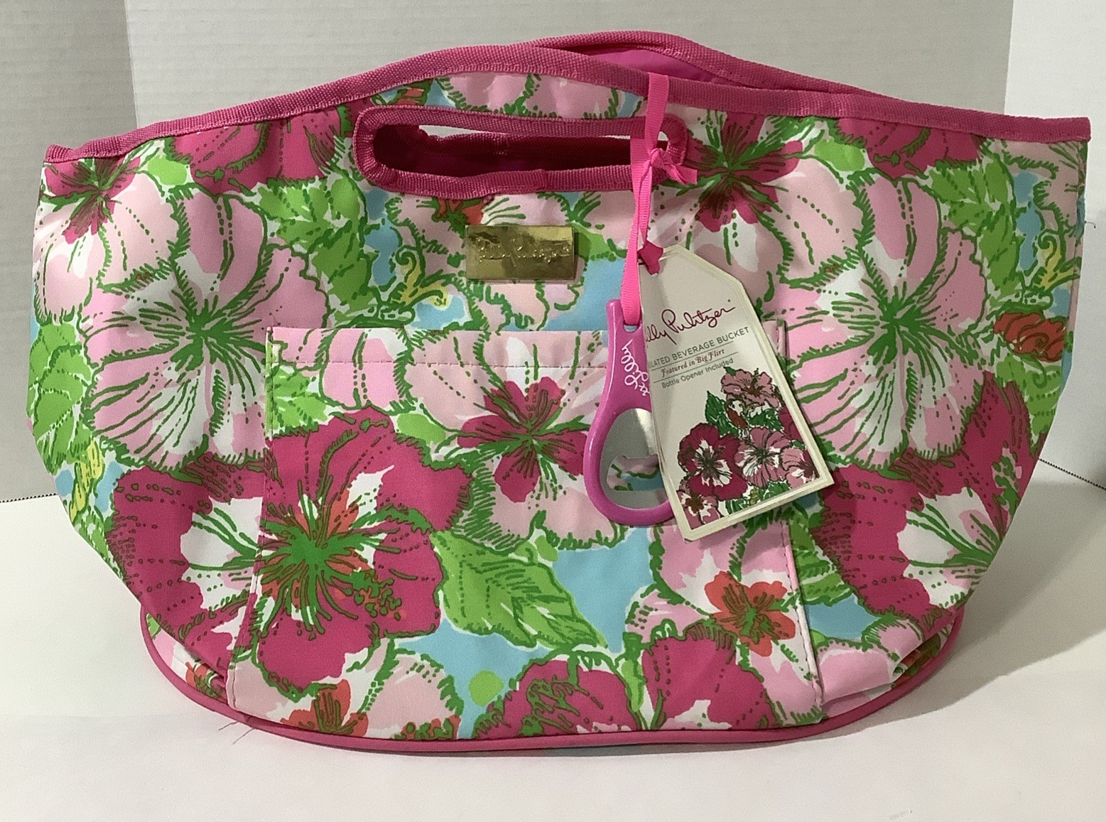 Lilly Pulitzer Insulated Beverage Bag Pink Green Blue Hawaiian Flower Print