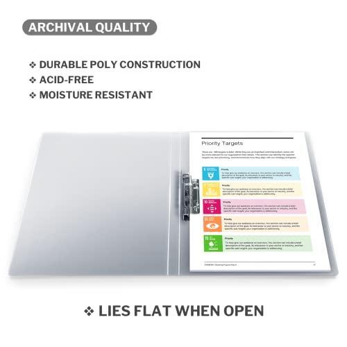 CRANBURY Punchless Binders Translucent Covers - (Dusky Gray, 4 Pack), Clamp