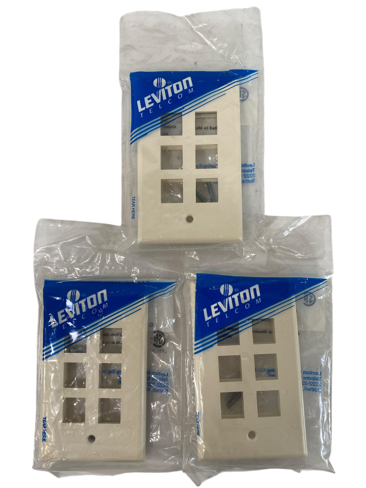 Leviton 41080-6WP Quickport Single-Gang/6-Port Wall Plate - White *Lot of 3*