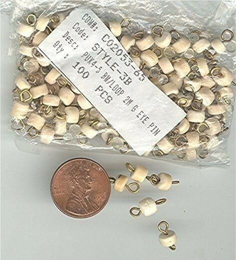 100 VINTAGE GENUINE WOOD BRASS W/ 2 HOLE EYE PINS Z454