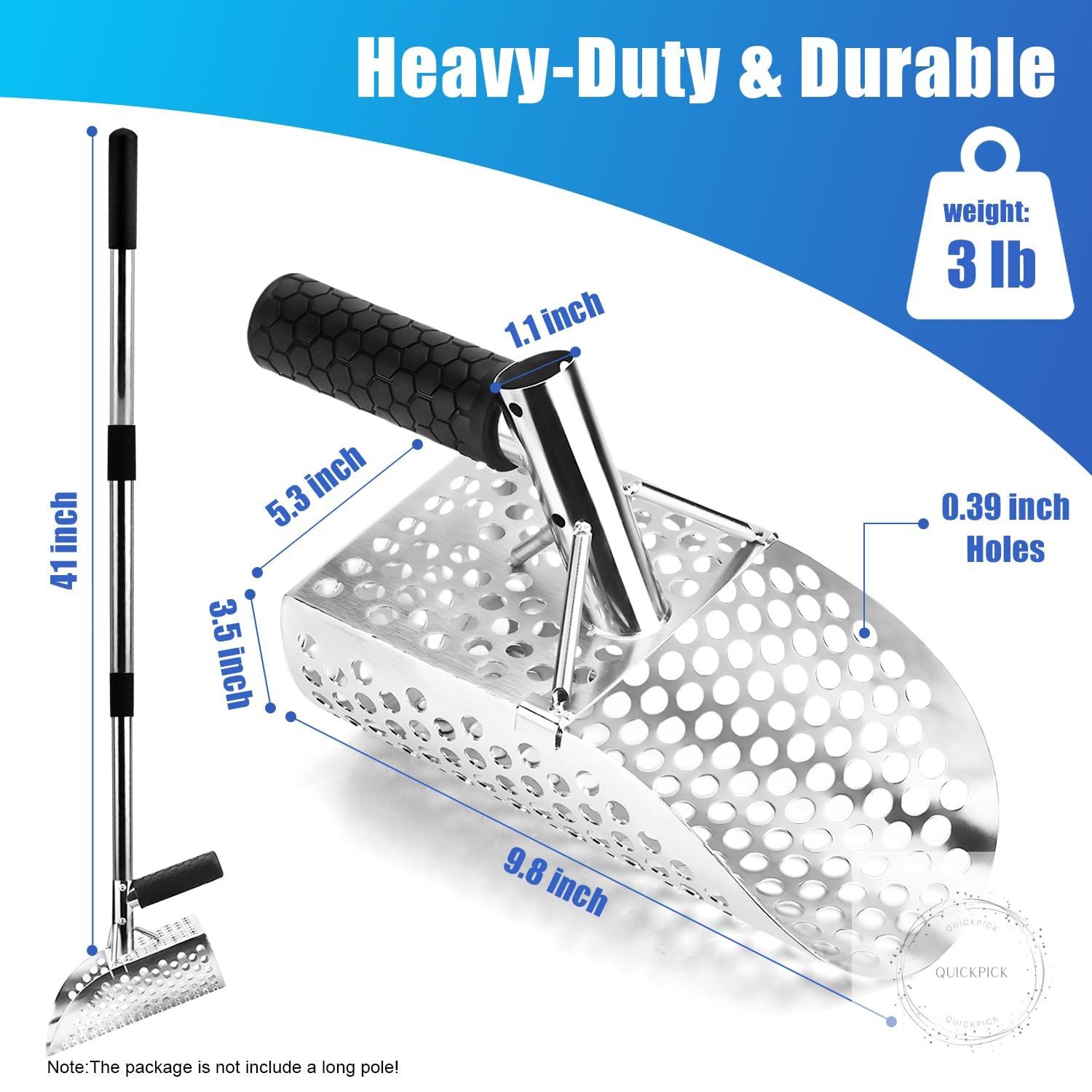 Sand Scoop for Metal Detecting, Stainless Steel Metal Detector Scoop, Metal
