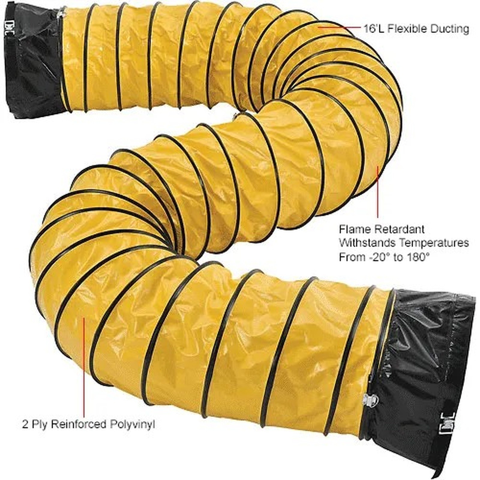 8" Confined Space Blower Fan, 16' Flexible Duct, 2 Speed, 570 CFM, 1/8 HP