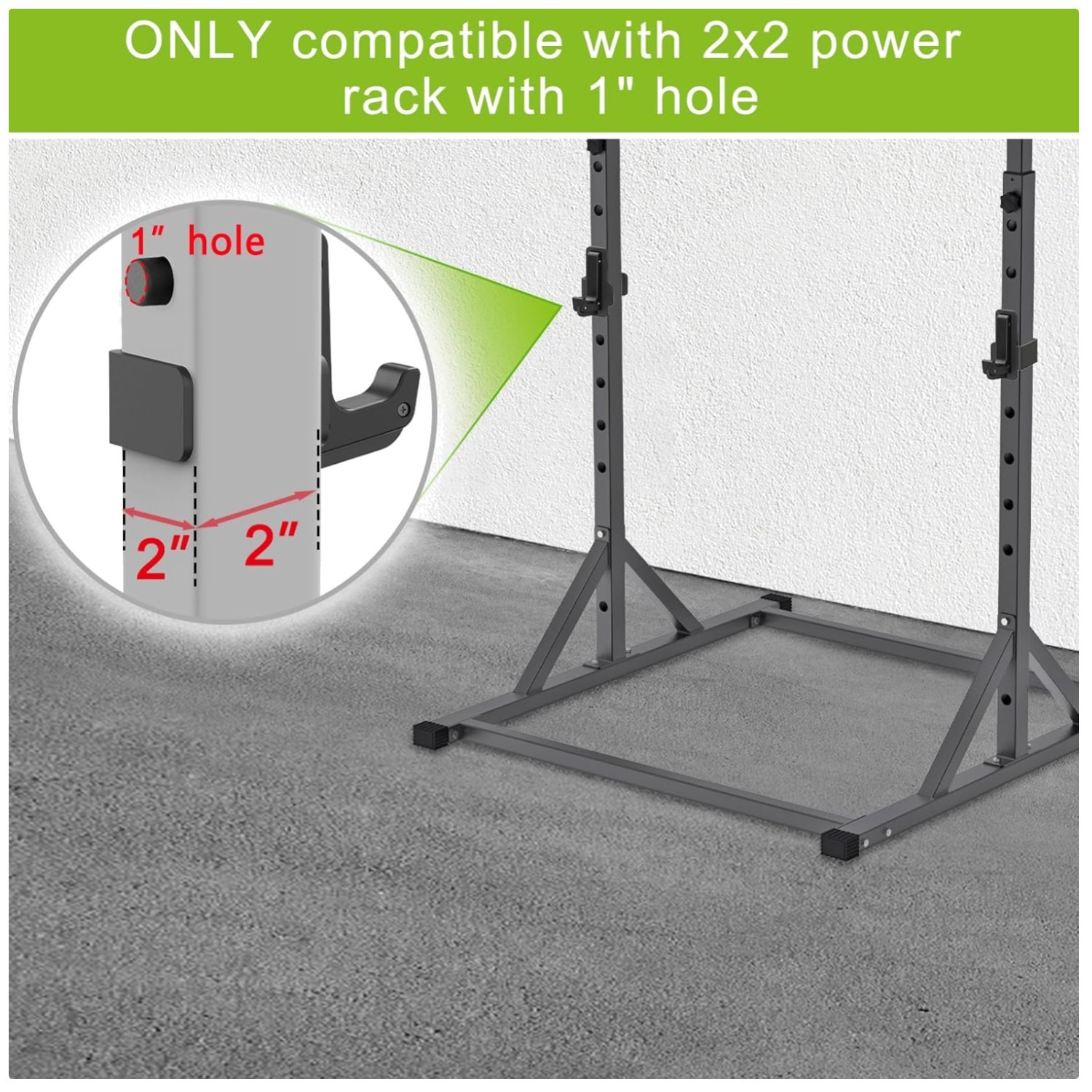 2x2 Power Cage Squat Rack J-Hook Barbell Holder/`