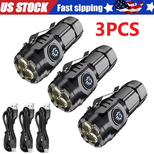 3xThree-Eyed Monster Mini Super Power Flashlight Camping Waterproof rechargeabke