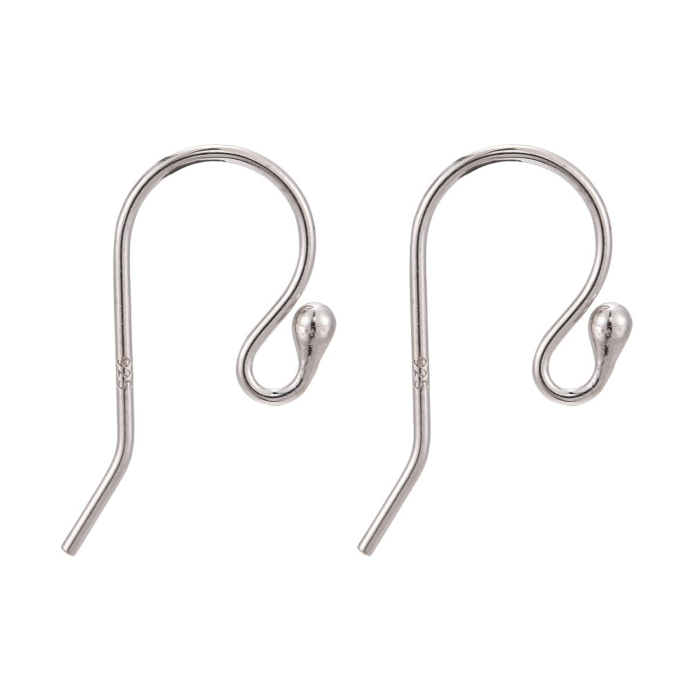 10pcs Rhodium Plated 925 Sterling Silver Earring Hooks Blank for Earring Jewelry