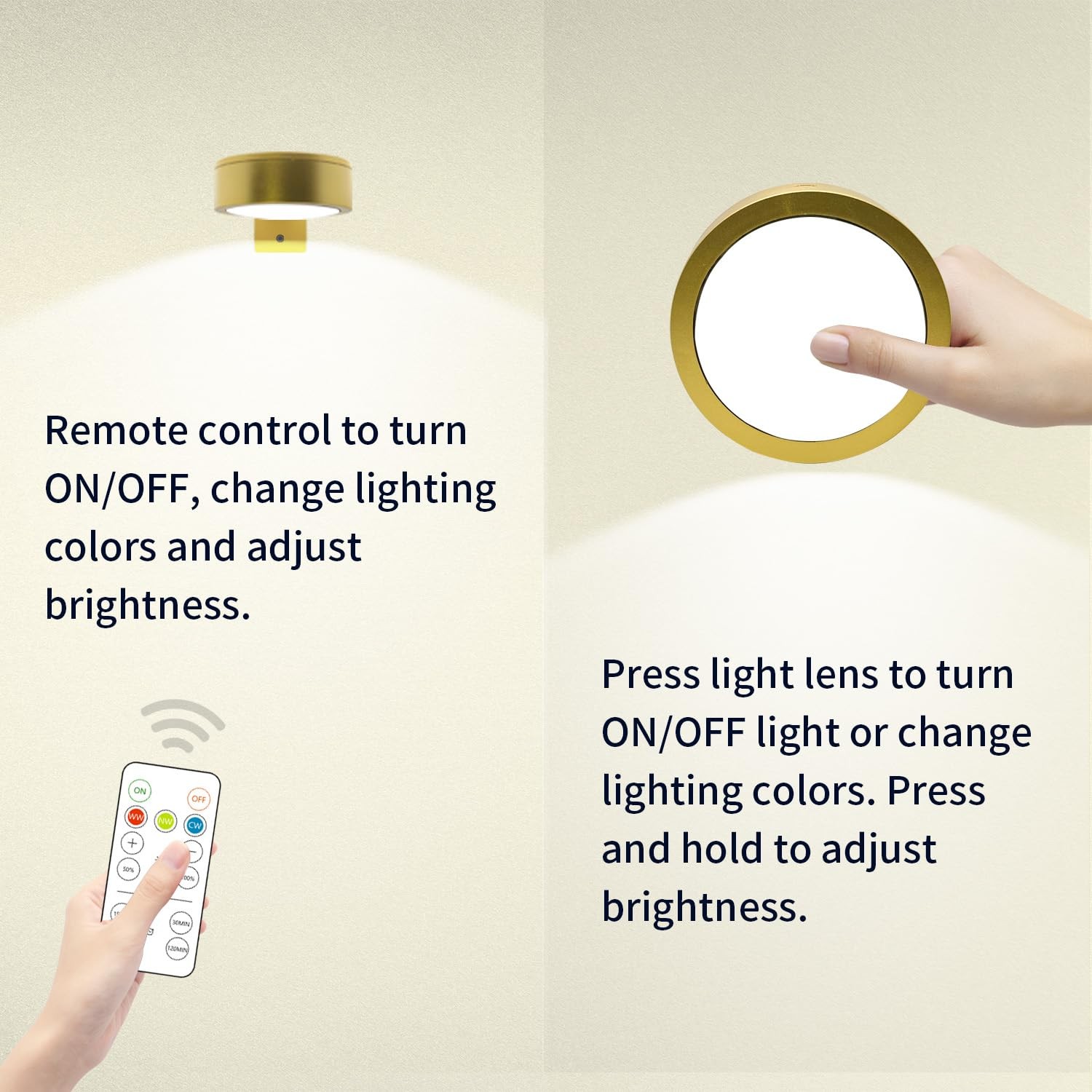 Battery Picture Light 3Pack Gold,Wireless Painting Light with Remote,3 Lighti...