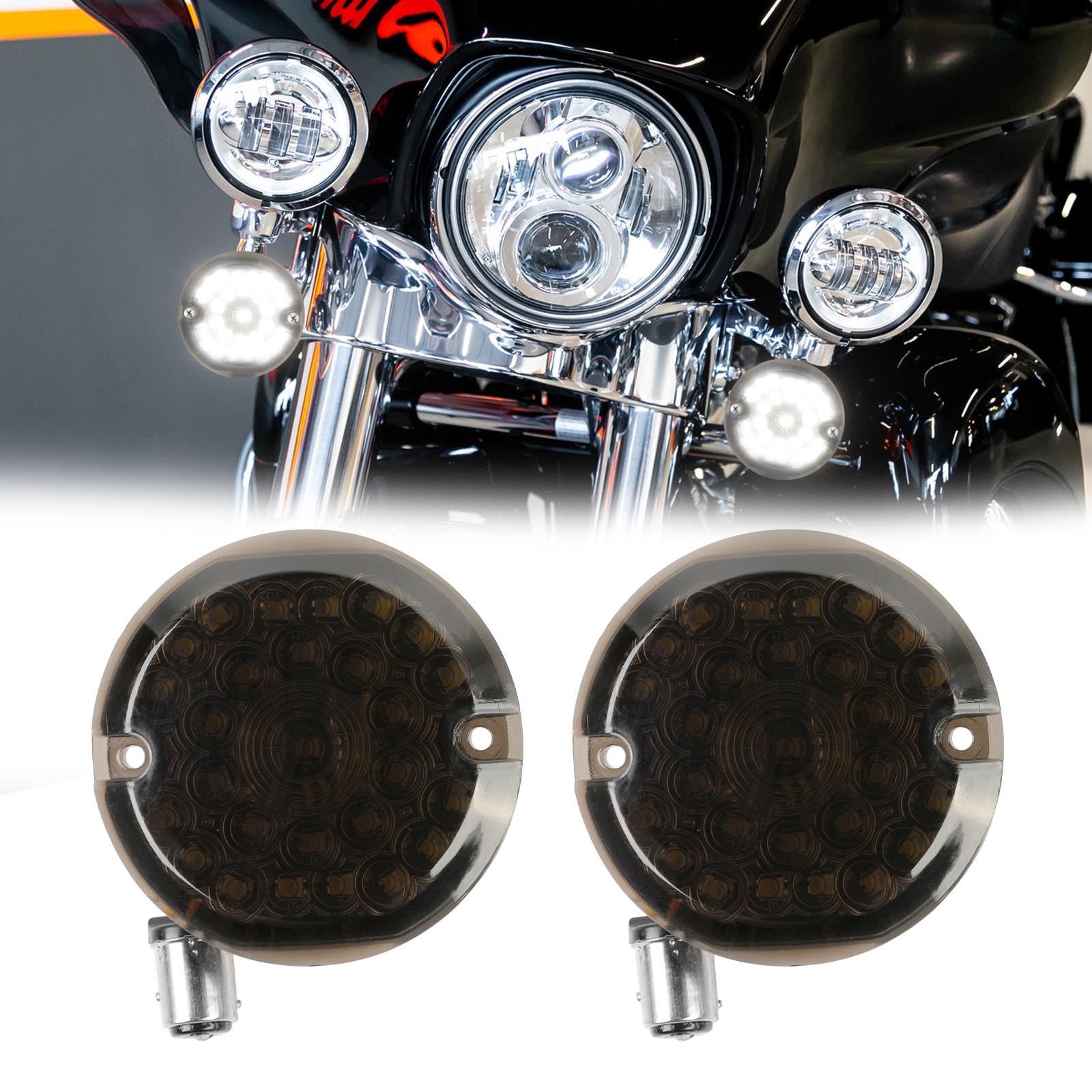 3 1/4" Pair 1157 LED Turn Signal Running Light For Harley Road King Street Glide