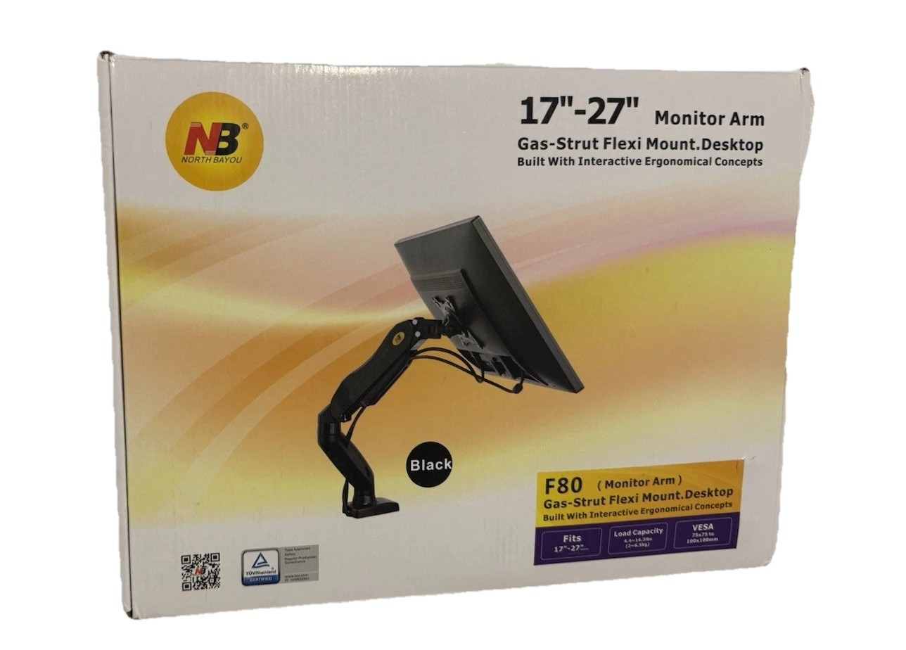 NB North Bayou F80 Gas-Strut Full Motion Swivel 17"-27" Desk Mount ARM