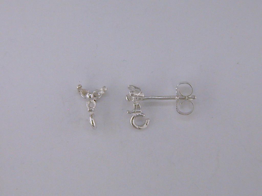 Round Three Stone Cluster with Loop Earring Setting Sterling Silver