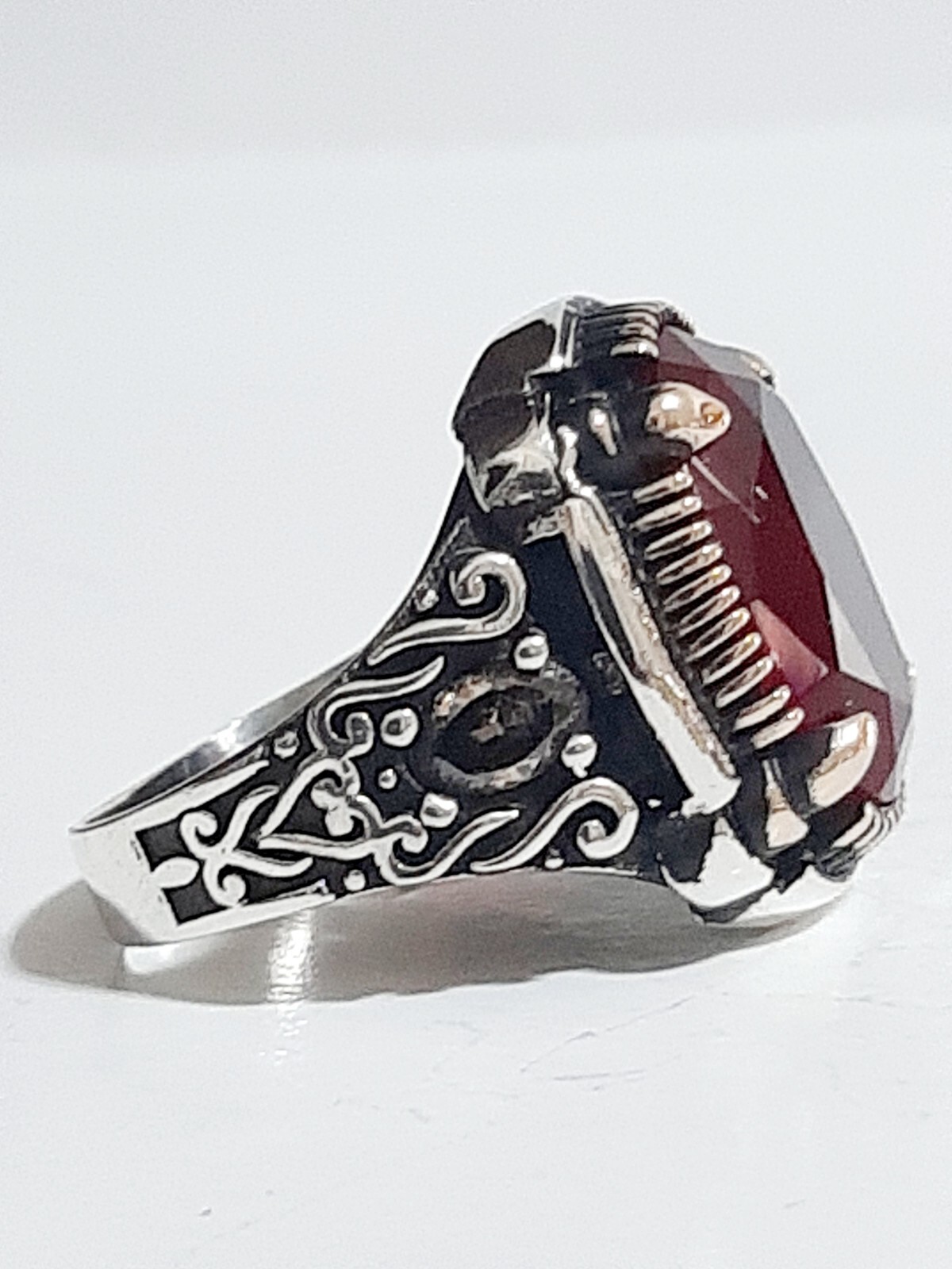 Men 925 Silver Ring Solitaire Ruby Spinel Ring Man Sterling $