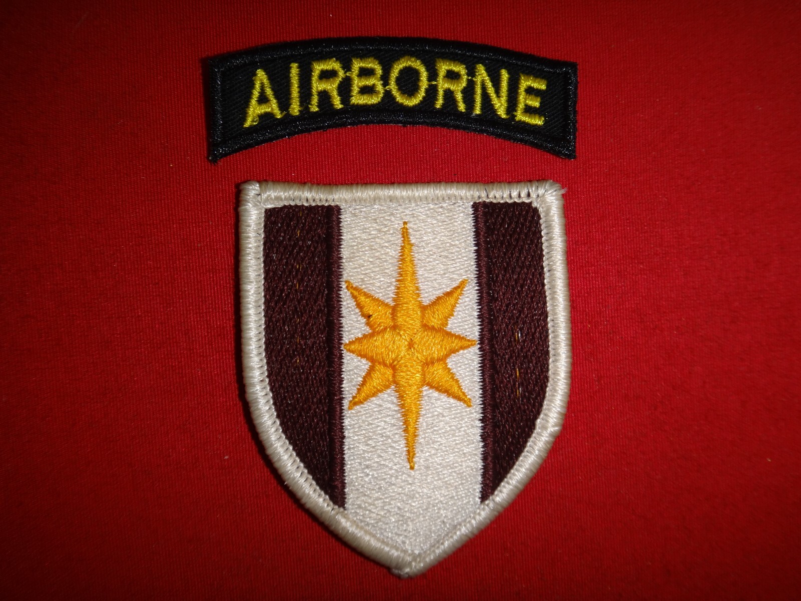 2 Vietnam War Patches: AIRBORNE Arc and US 44th MEDICAL Brigade Patch
