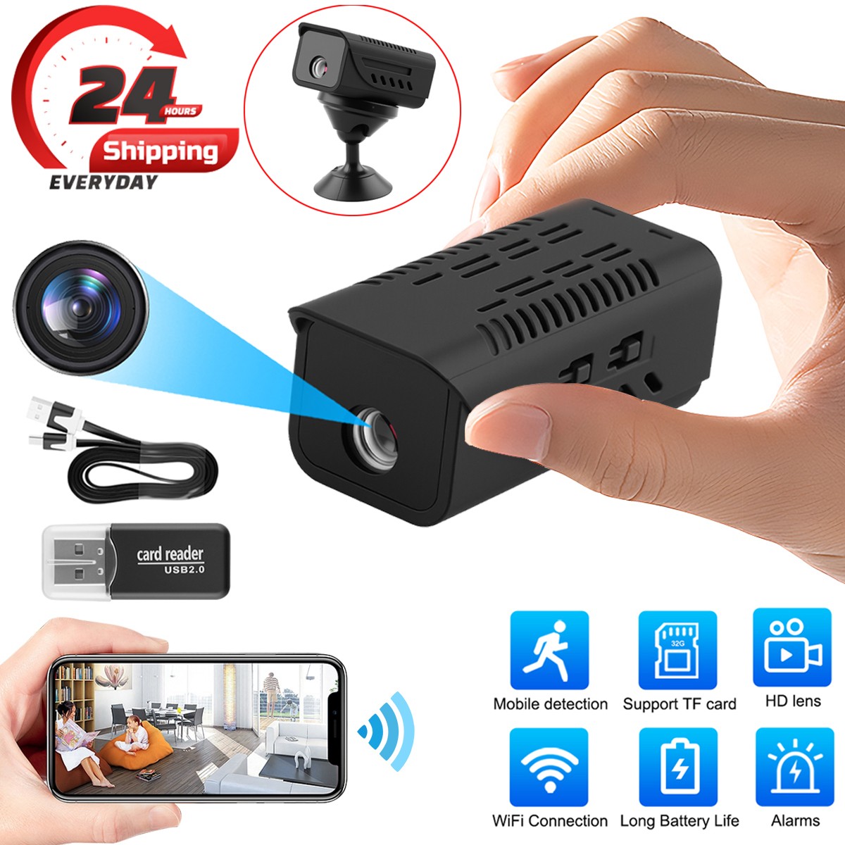 HD1080P Mini Wireless Record Camera WiFi IP Home Security DVR Motion Detection