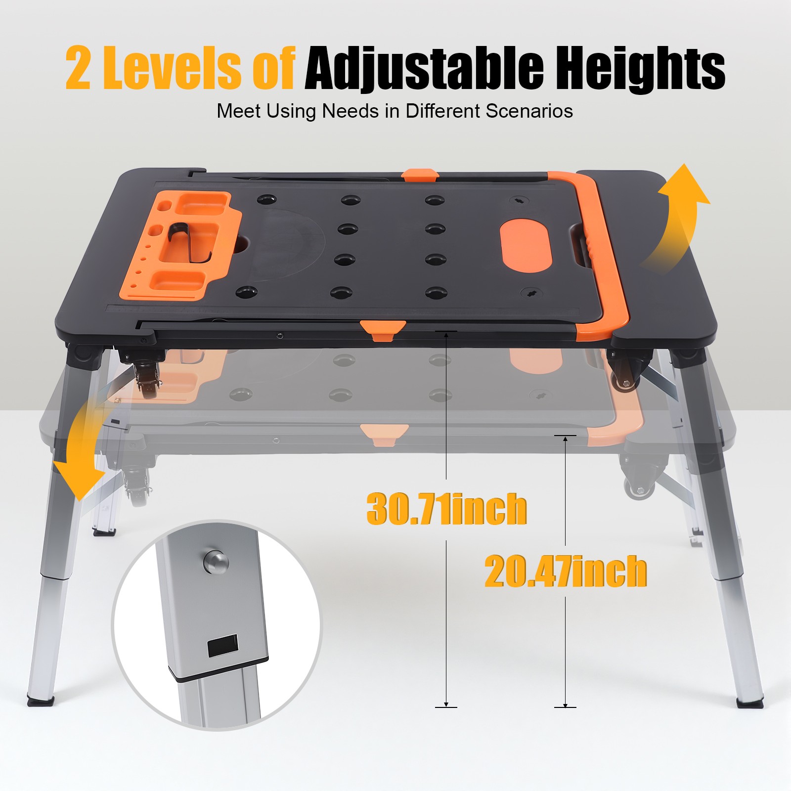 7-in-1 Workbench Portable Folding Sawhorse Work Table 550lbs Load Capacity