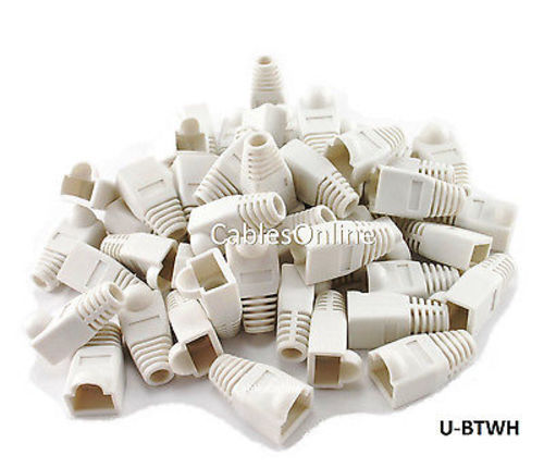 RJ45 Cat5e/ Cat6 Ethernet Cable Plug Strain Relief Boots 50-Pack, White