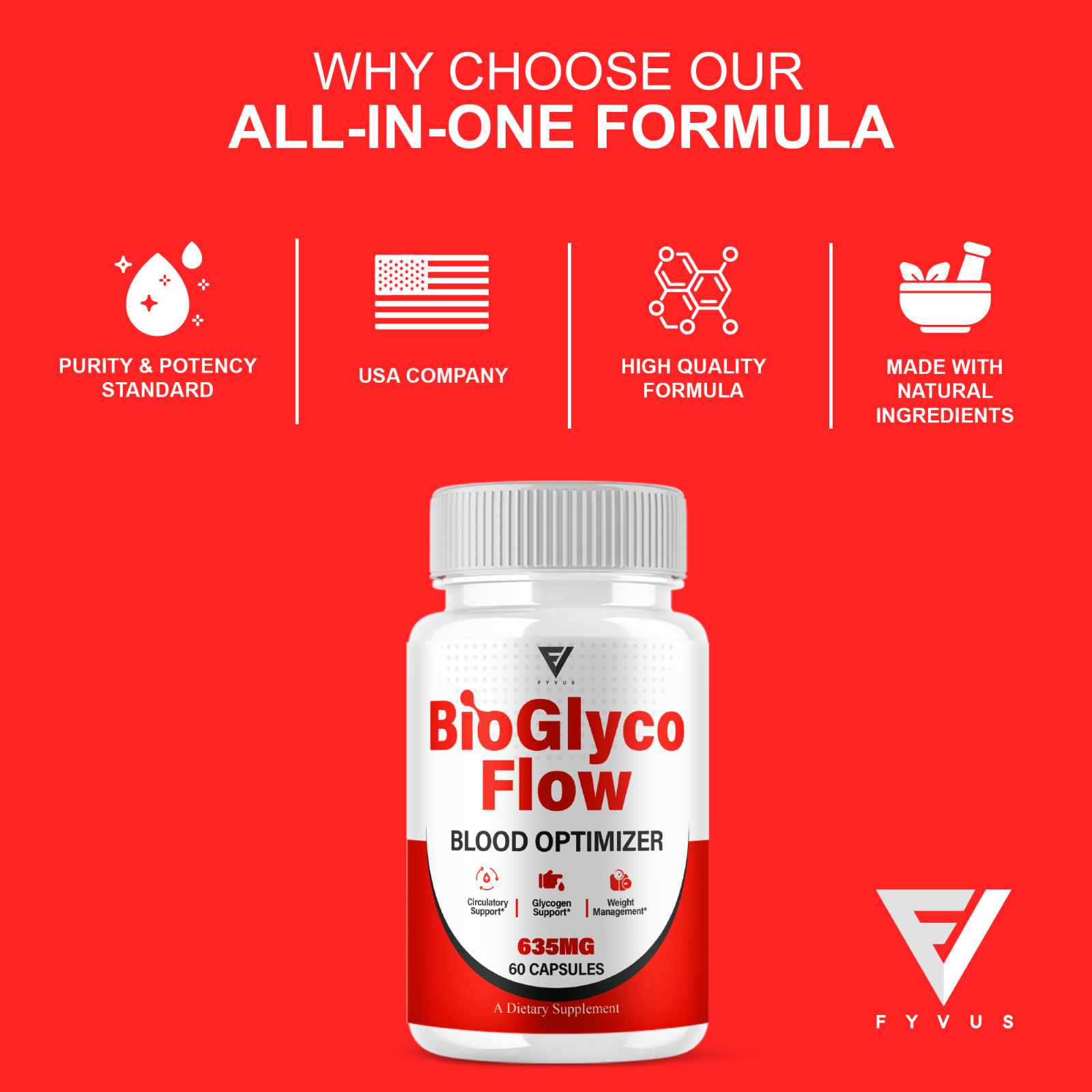 (5 Pack) BioGlyco Flow Blood Optimizer, BioGlyco Flow Supplement (300 Capsules)