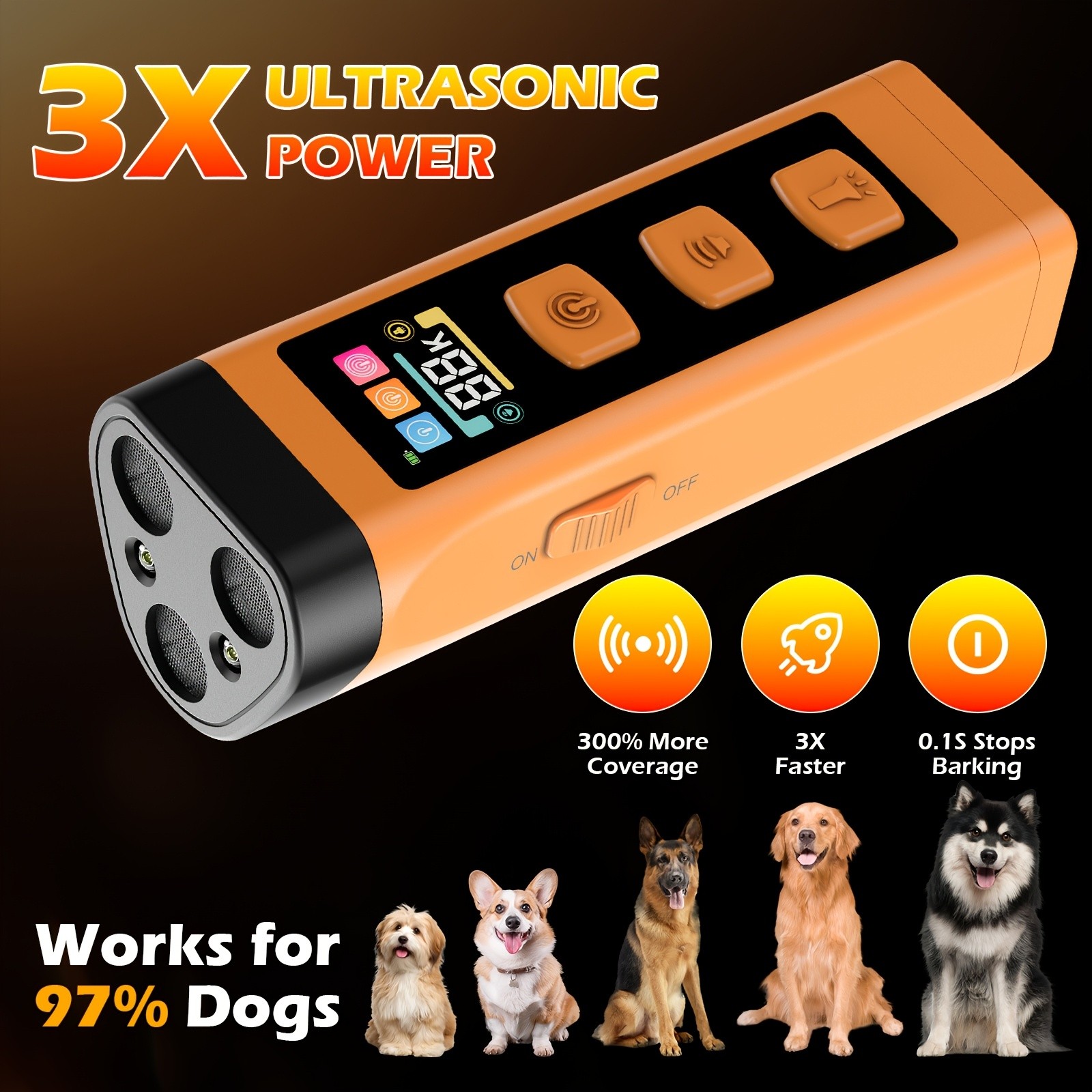 Portable Rechargeable Multi-Functional Ultrasonic Pet Anti-Barking Training Tool