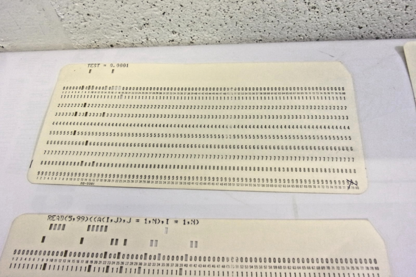 5x VINTAGE MAINFRAME COMPUTER Perforated PUNCH CARDS. IBM 80-column card format
