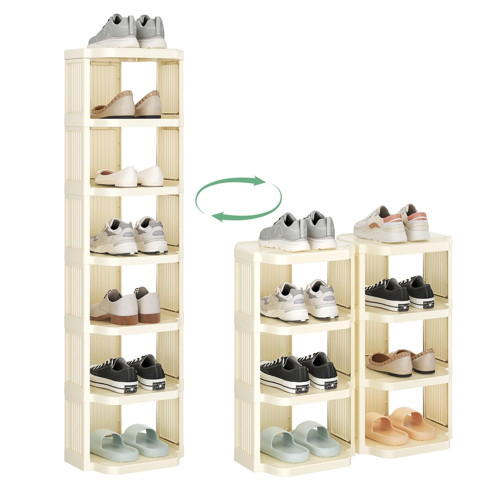 Vertical Shoe Rack: 8 Tiers Stackable Shoe Rack for Closet DIY Free Standing ...