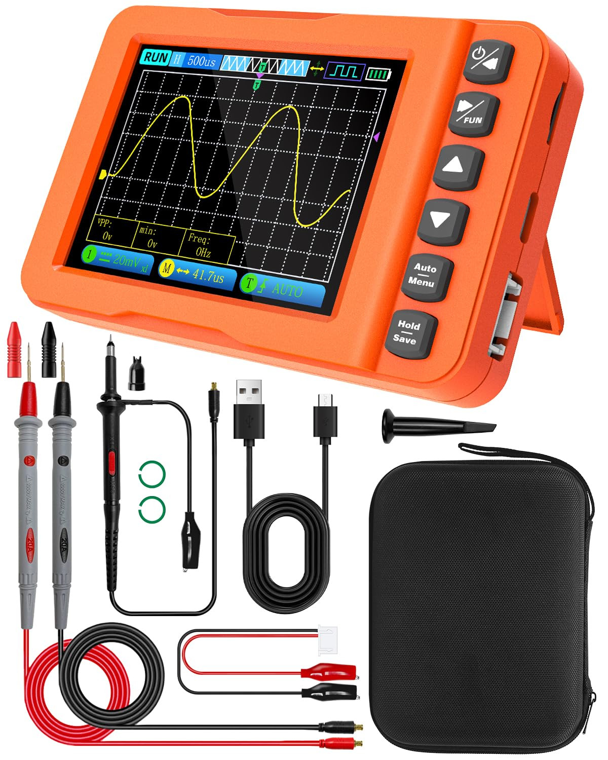 Handheld Oscilloscope 3 in 1, 15Mhz 60Ms/S Digital Oscilloscope Multimeter with