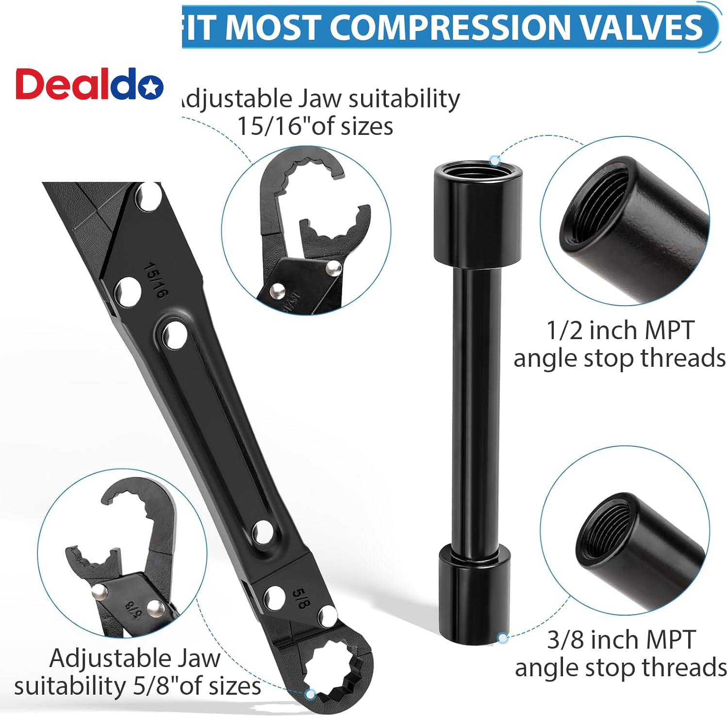 Plumbing Tools, Angle Stop Removal Tool with Compression Sleeve Puller Tool 1/2,