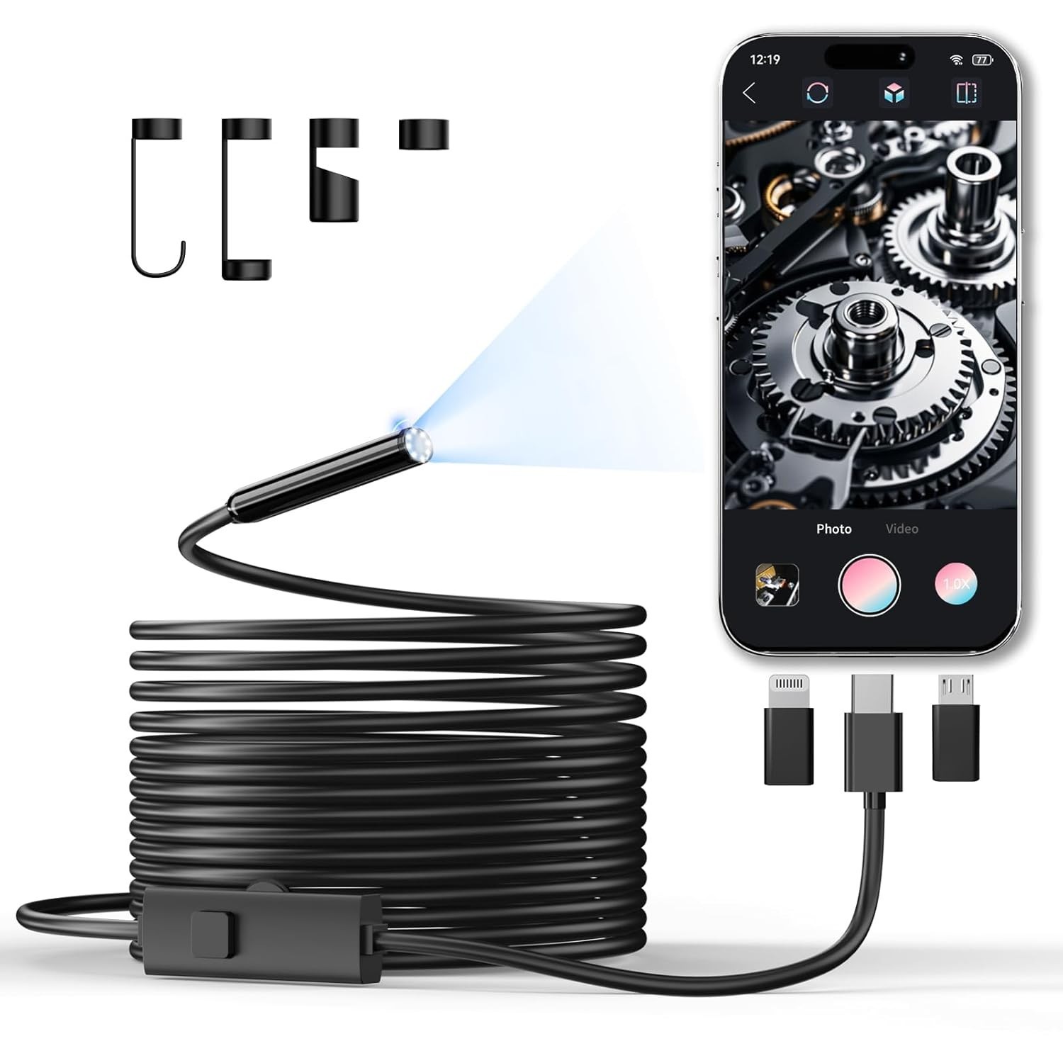 Reliable 1920P HD Endoscope Camera - 16.4ft Borescope, 8 LEDs, Easy Connect
