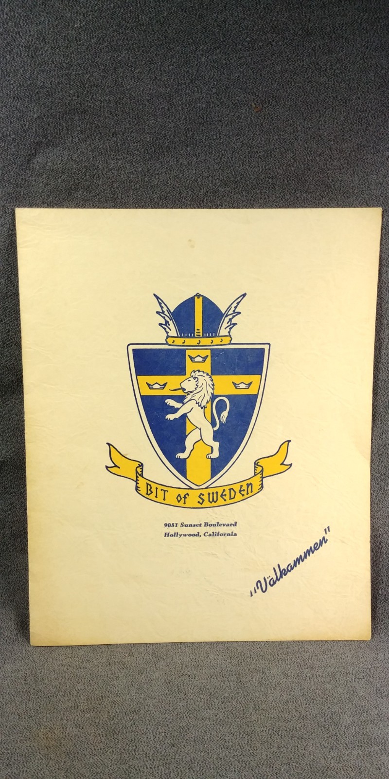 1940s WWII Menu Bit of Sweden Hollywood California Wine List Cocktails War Bonds