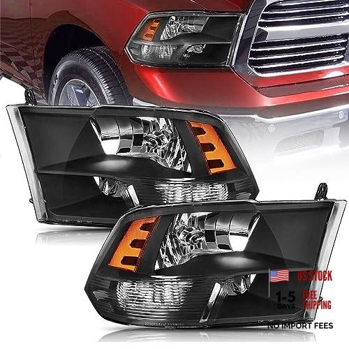 Headlight Assembly Compatible with 2009 2010 2011 Black Housing Amber Corner