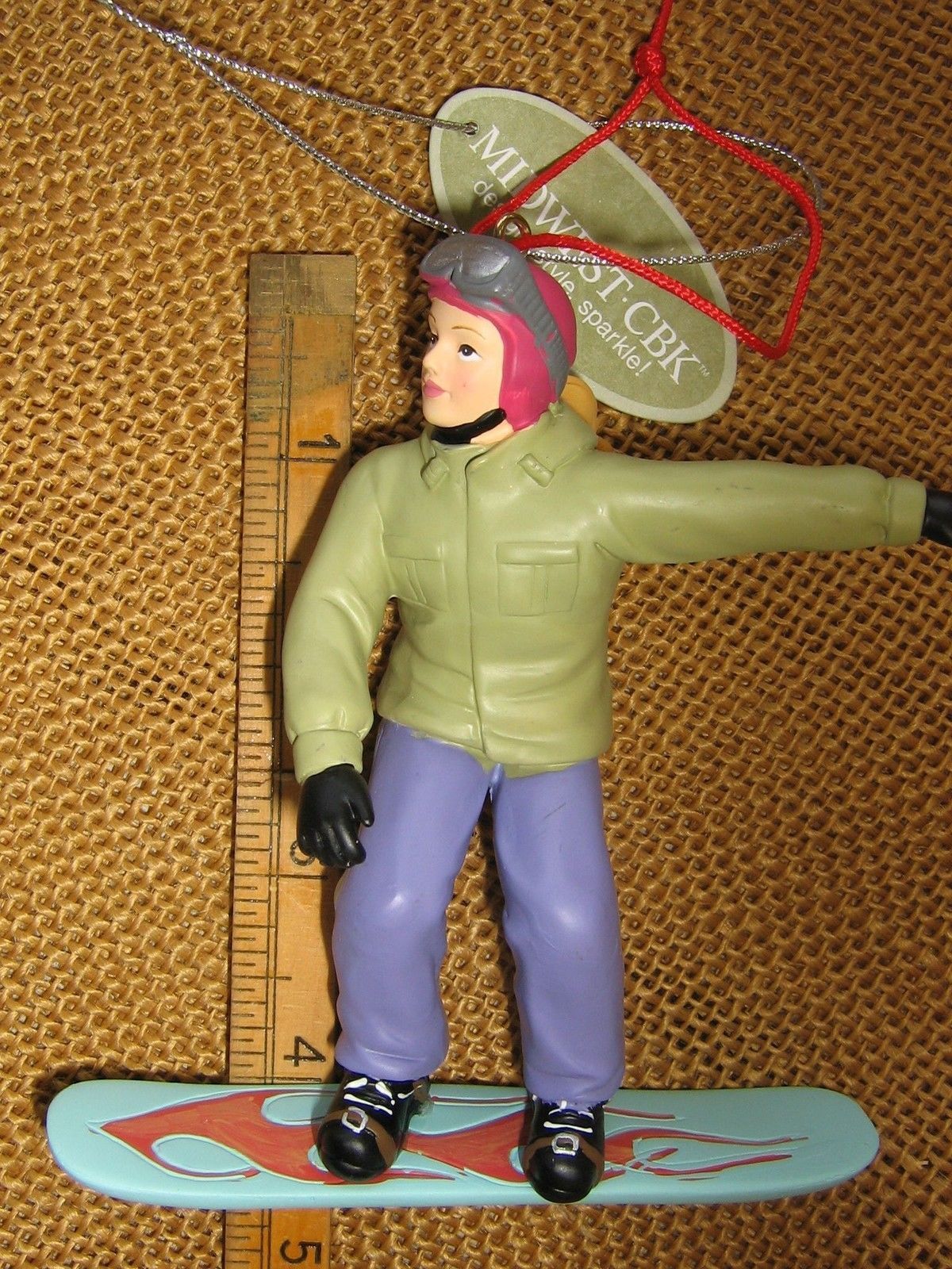 Cannon Falls Tan Purple Female Girl Snowboarder Snowboarding Ornament NWT