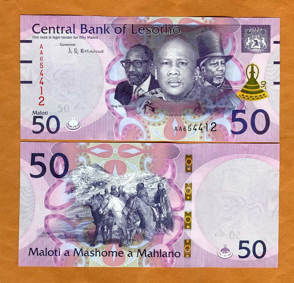 Lesotho, 50 Maloti, 2021 P-28, AA-Prefix Unc
