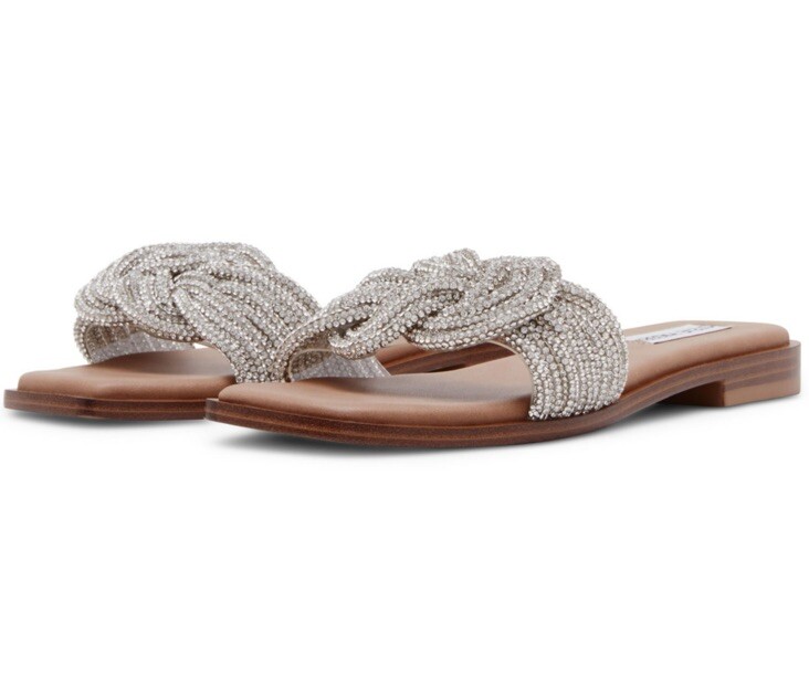 Steve Madden Ladies Rhinestone Bling Sandal Slip On Slip Off Sz 8 Padded Insole