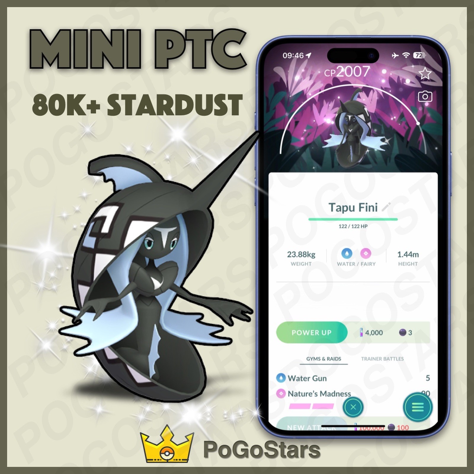 Pokémon PTC Go - Shiny Tapu Fini - Global Wild Area✨Special Background✨
