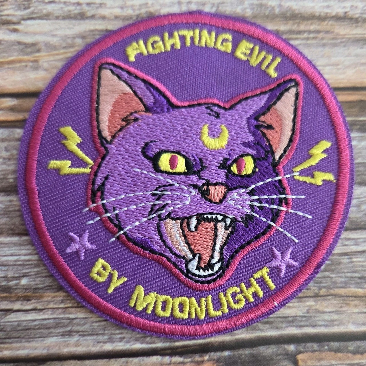 Fighting Evil By Moonlight Sailor Moon Cat Witchy Gothic Embroidered Patch.